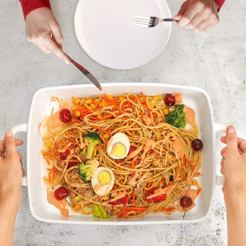 Keponbee Baking Pan Rectangular, Oven Dish Baking Tray, Heavy Duty Ceramic Pans for Cake, Lasagna, Banquet and Daily Use, 3.6 Quart High Capacity - Image 5
